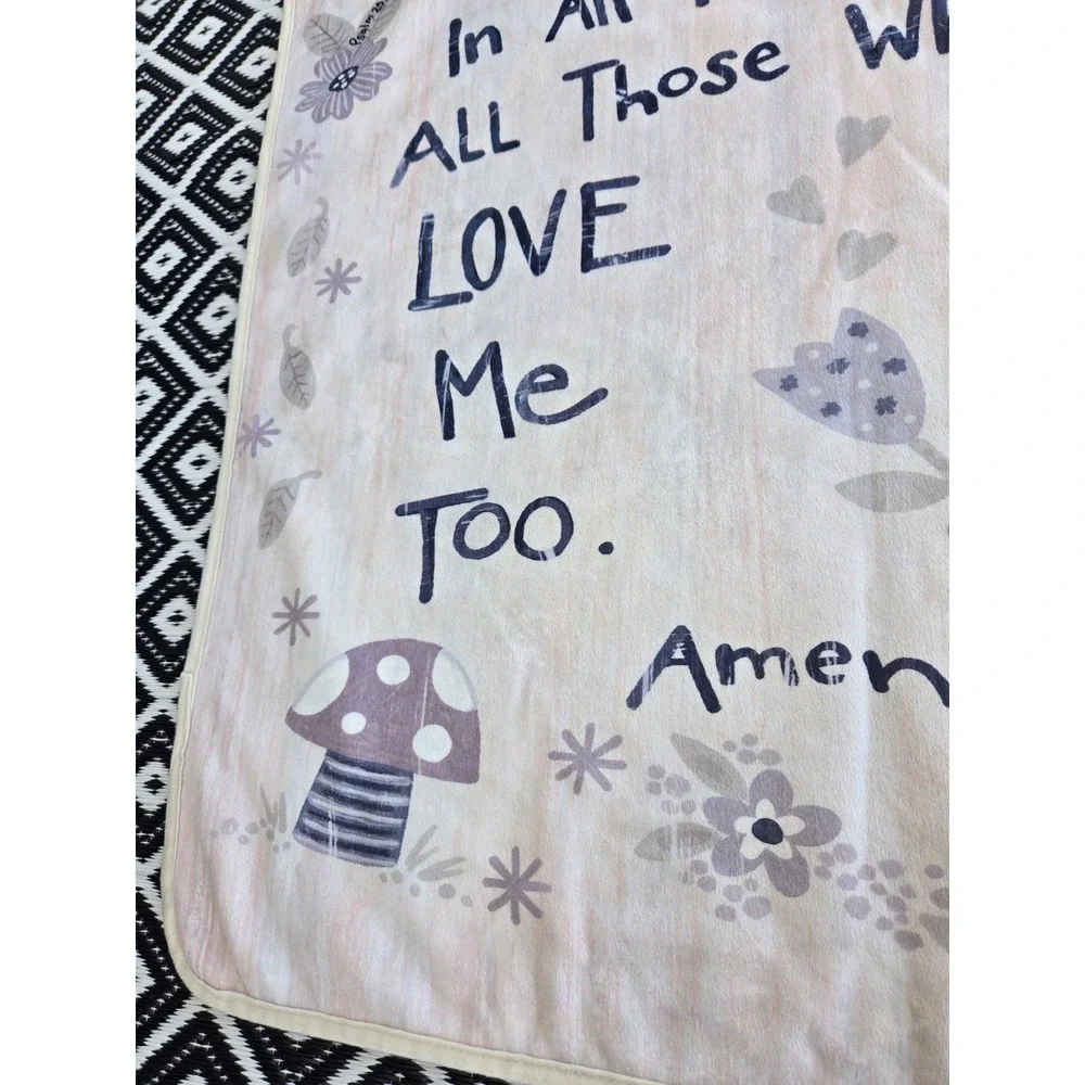 Beetle + Bob Baby Blanket Father In Heaven Prayer Plush Neutral Teddy Bear Gray‎